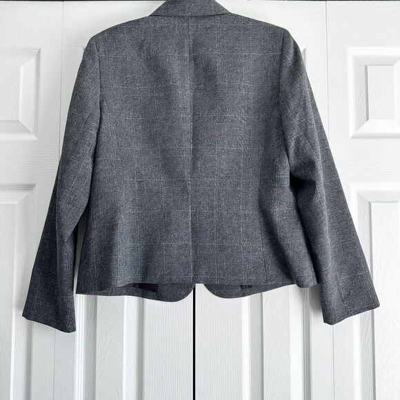 Black Label by Evan-Picone Blazer Size 12 Gray Plaid Classic Tailored Fit - Picture 3 of 9